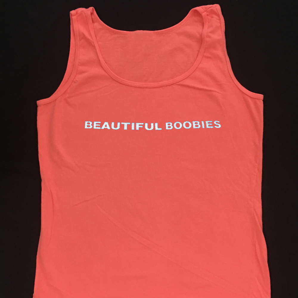 Beautiful Boobies Tank in Neon Red Orange